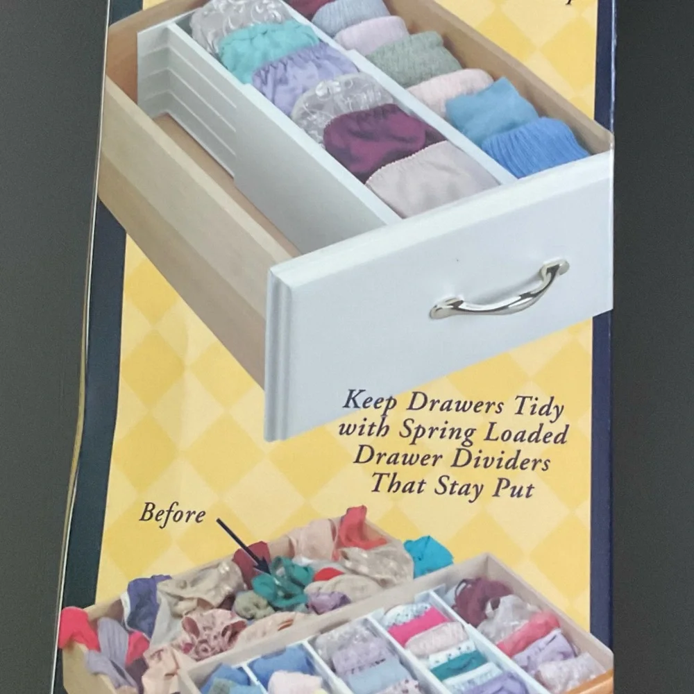 Dial Drawer Organizer Divider with Spring Loaded Dividers Set 2 New